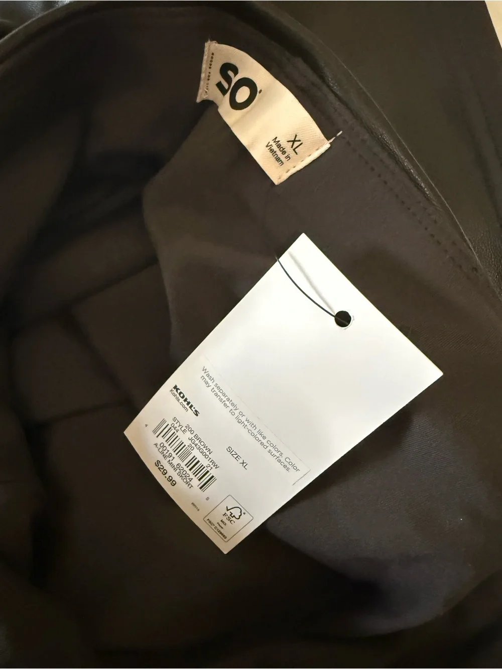 Faux Leather Brown Mini Skirt NWT